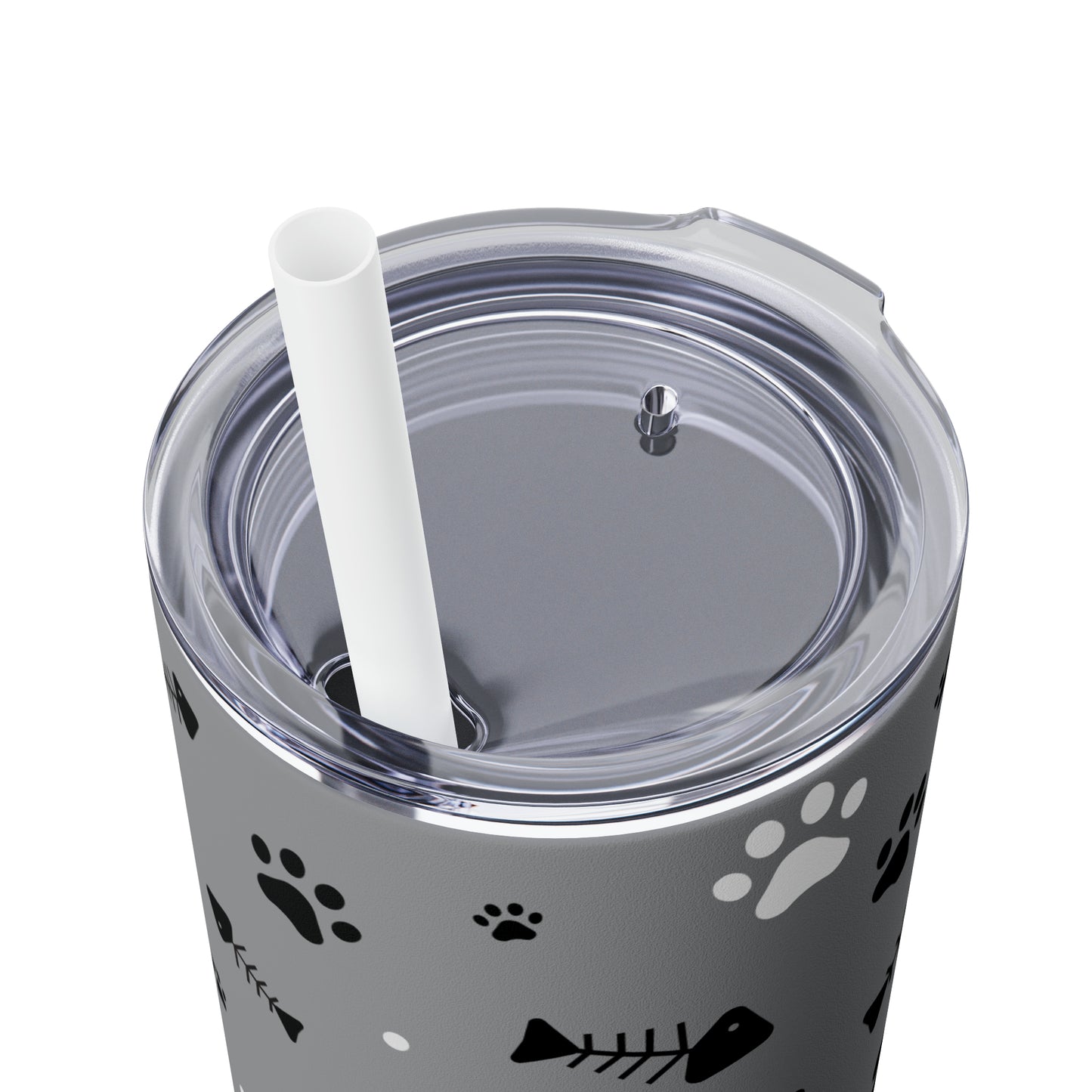 Puppy Prints-Skinny Tumbler with Straw, 20oz