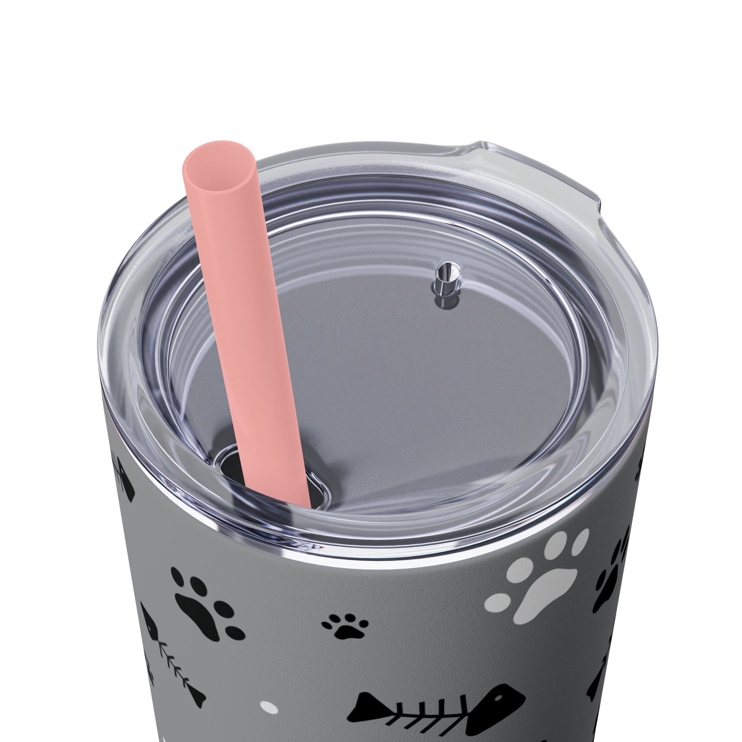 Puppy Prints-Skinny Tumbler with Straw, 20oz