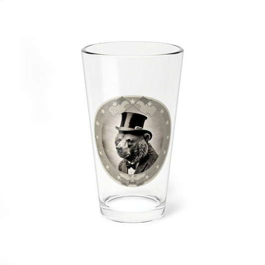 Top Hat Bear Glass Cup 16oz