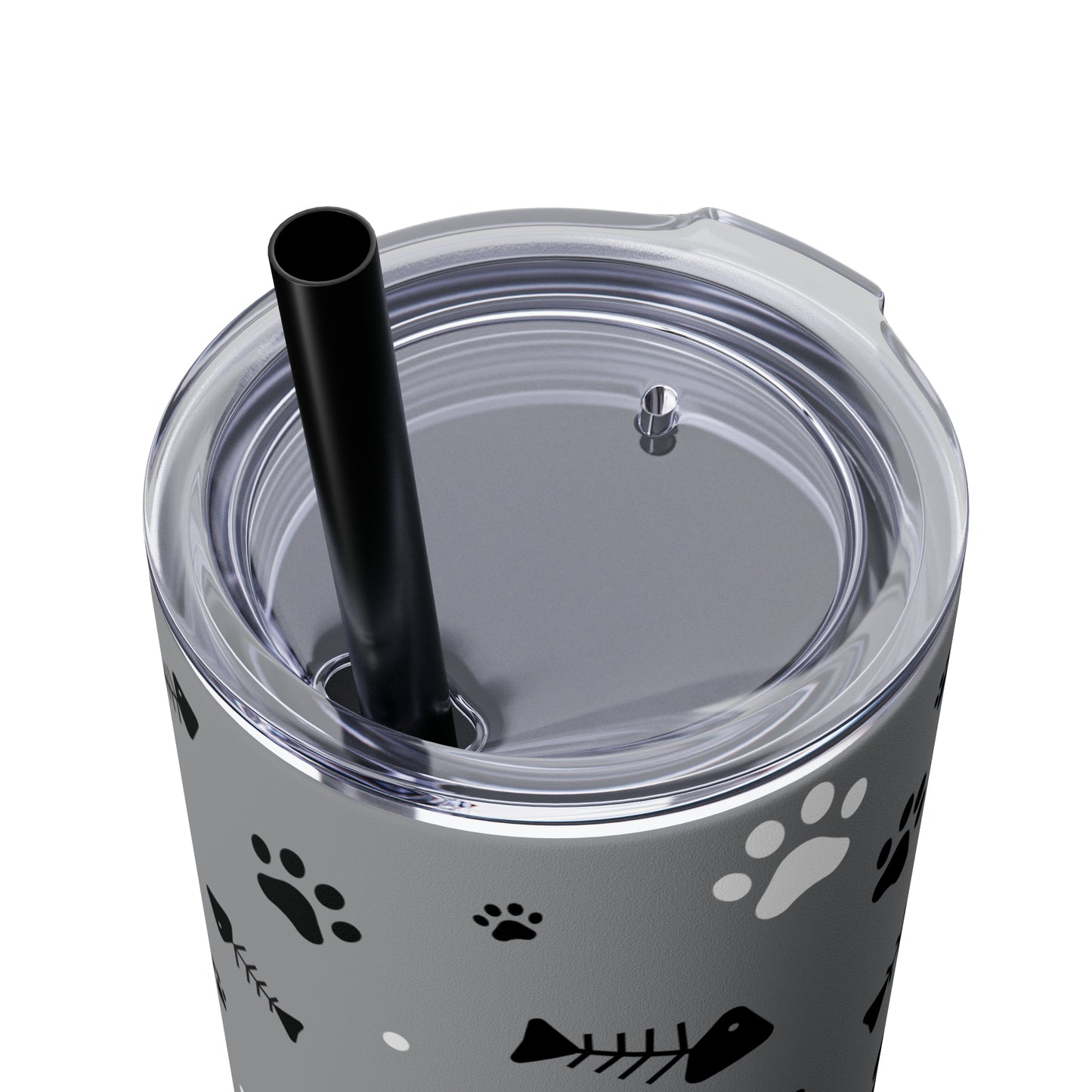 Puppy Prints-Skinny Tumbler with Straw, 20oz