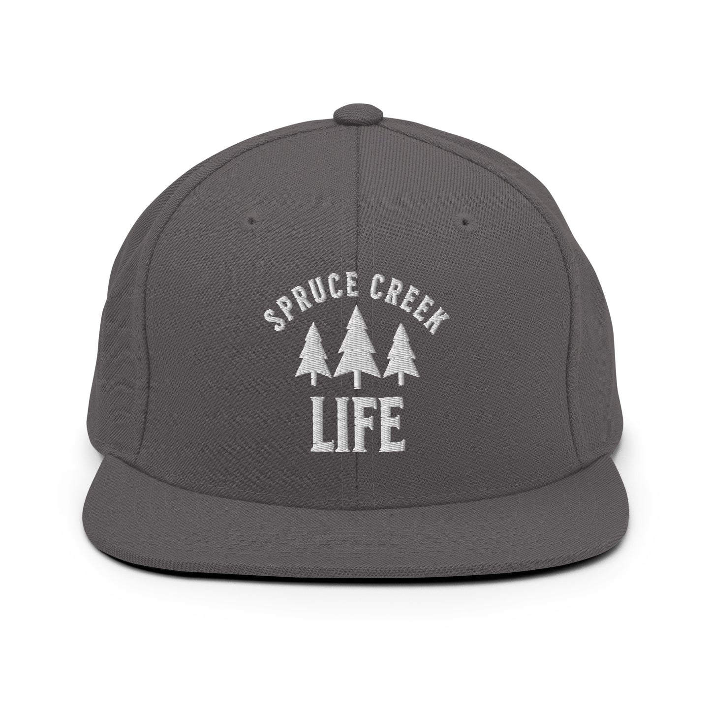 Spruce Creek Life Trees White Emblem Snapback Flatbill