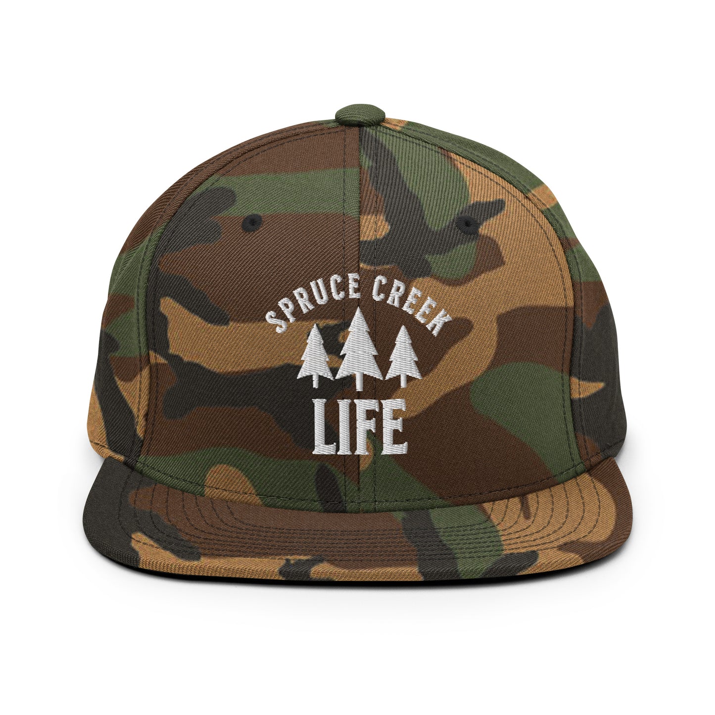 Spruce Creek Life Trees White Emblem Snapback Flatbill