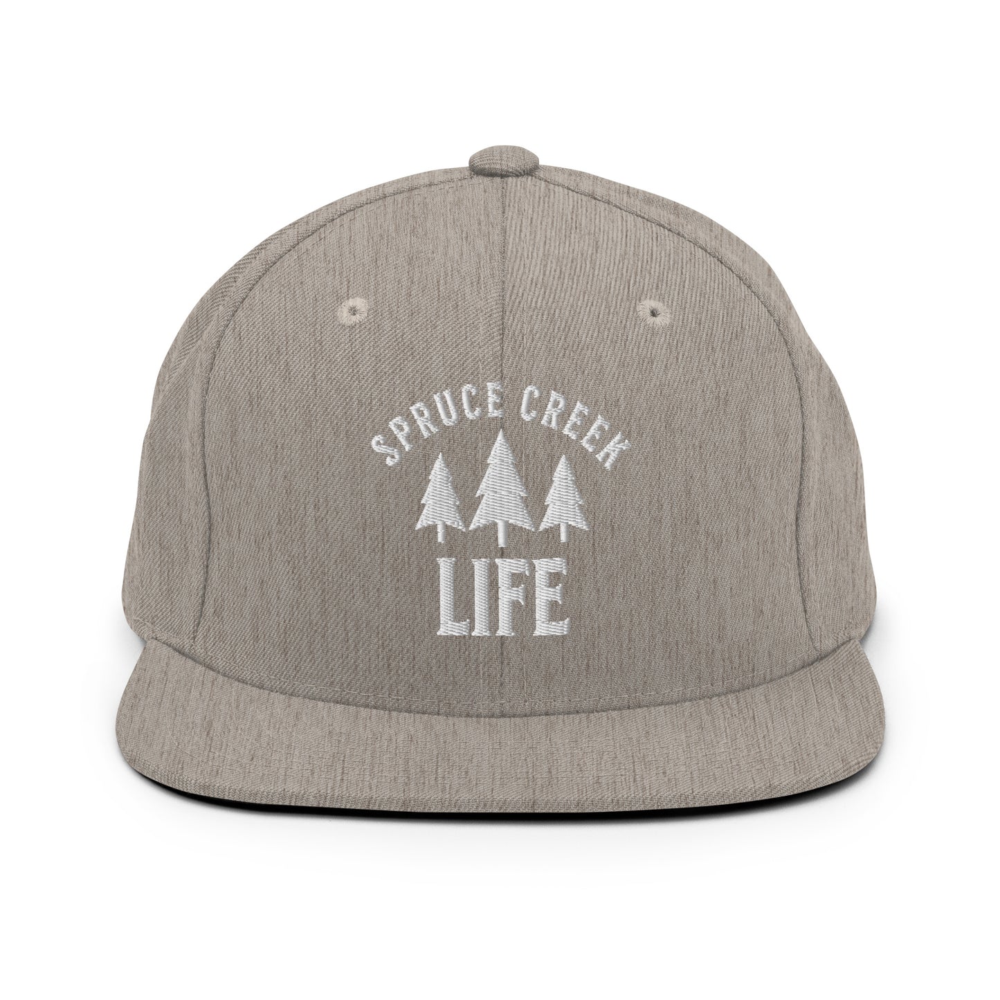 Spruce Creek Life Trees White Emblem Snapback Flatbill