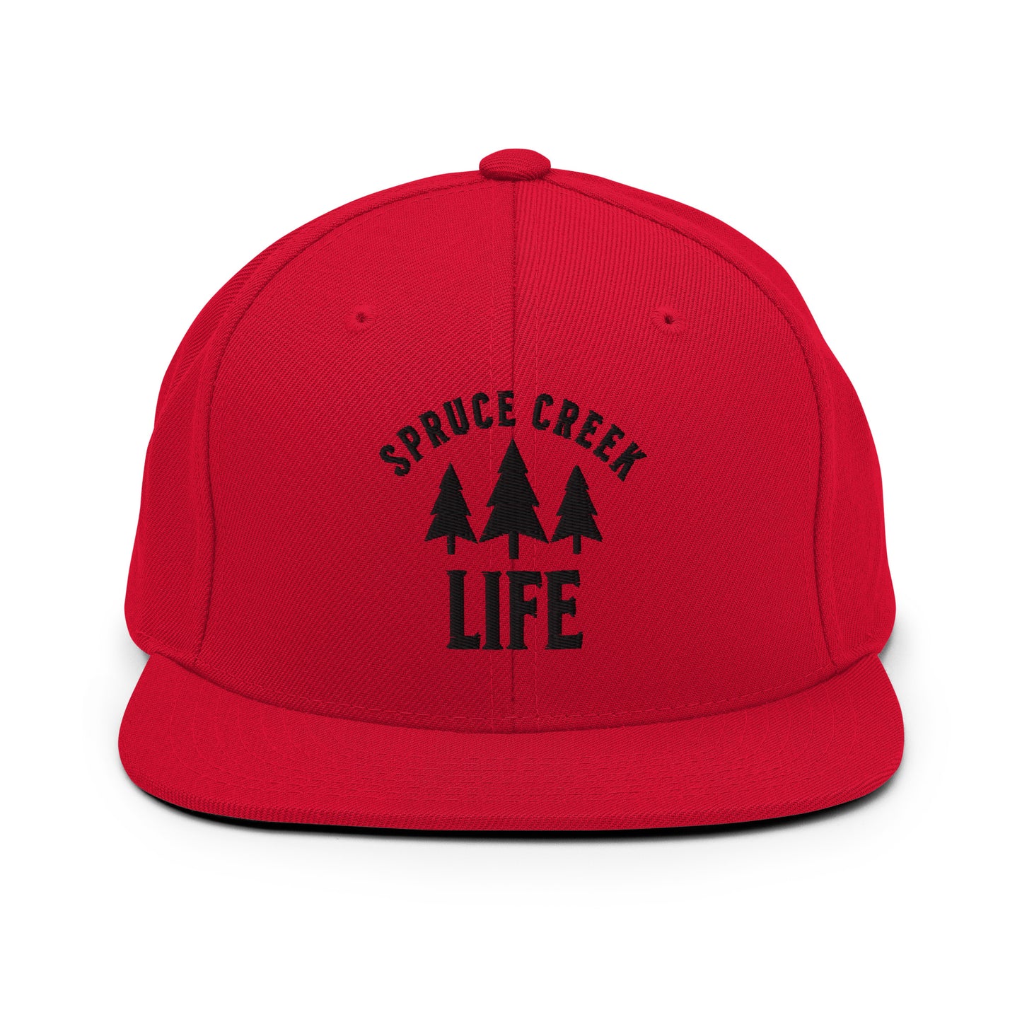 Spruce Creek Life Trees Black Emblem Snapback Flatbill