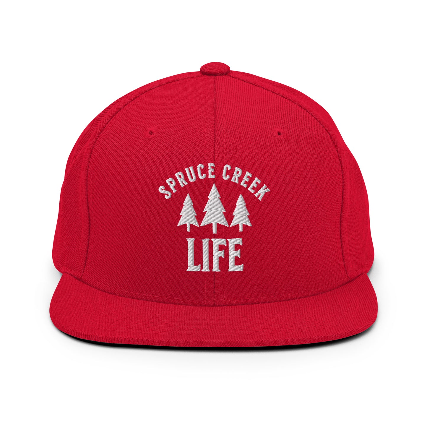 Spruce Creek Life Trees White Emblem Snapback Flatbill