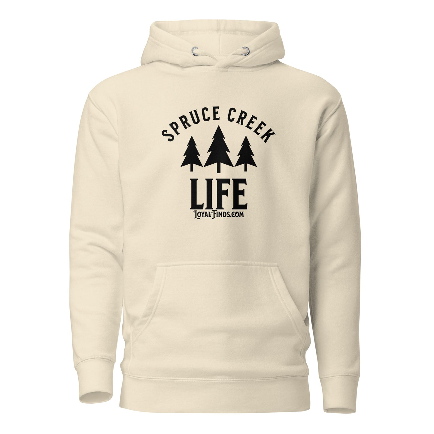 Spruce Creek Life Trees Black Letter Hoodie