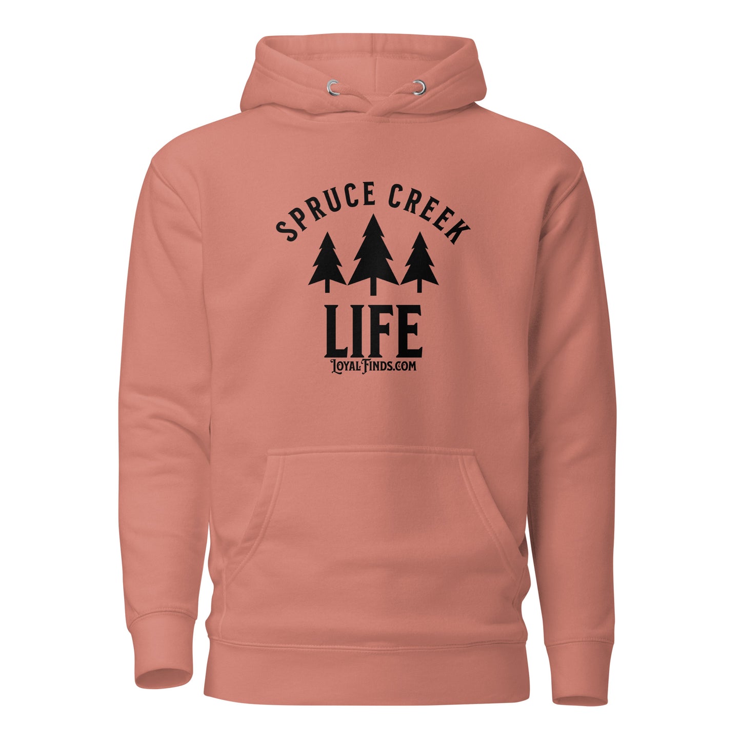 Spruce Creek Life Trees Black Letter Hoodie