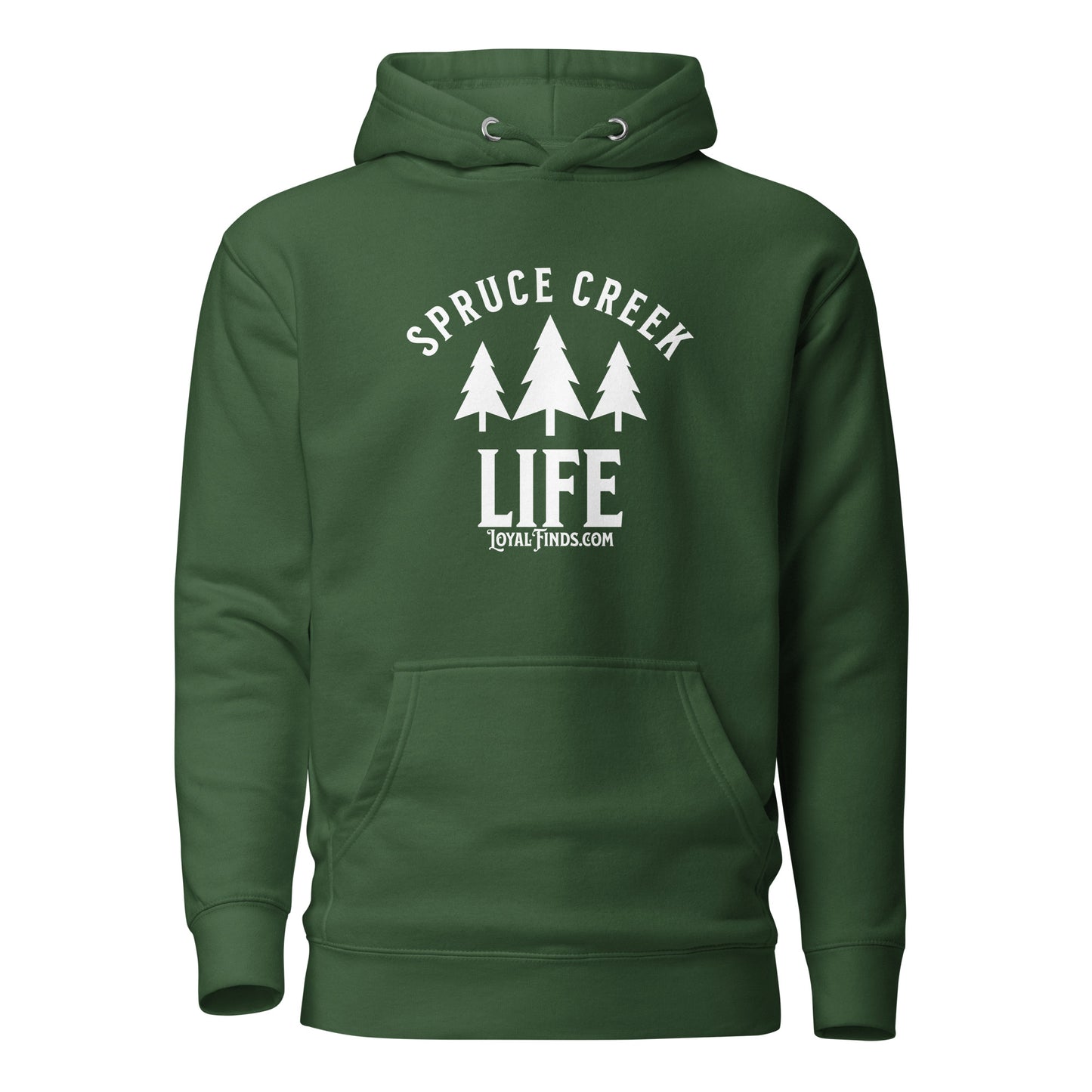 Spruce Creek Life Trees White Letter Hoodie