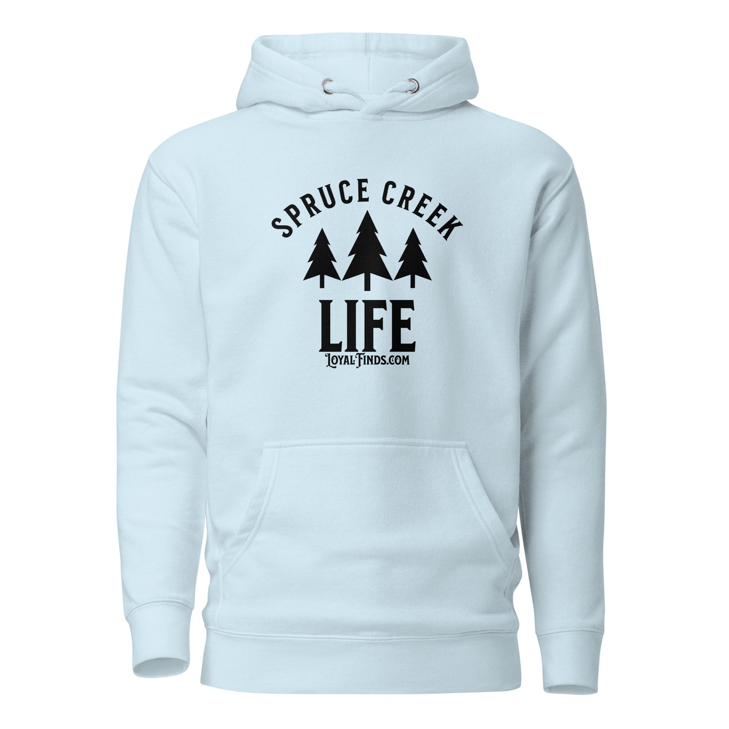 Spruce Creek Life Trees Black Letter Hoodie