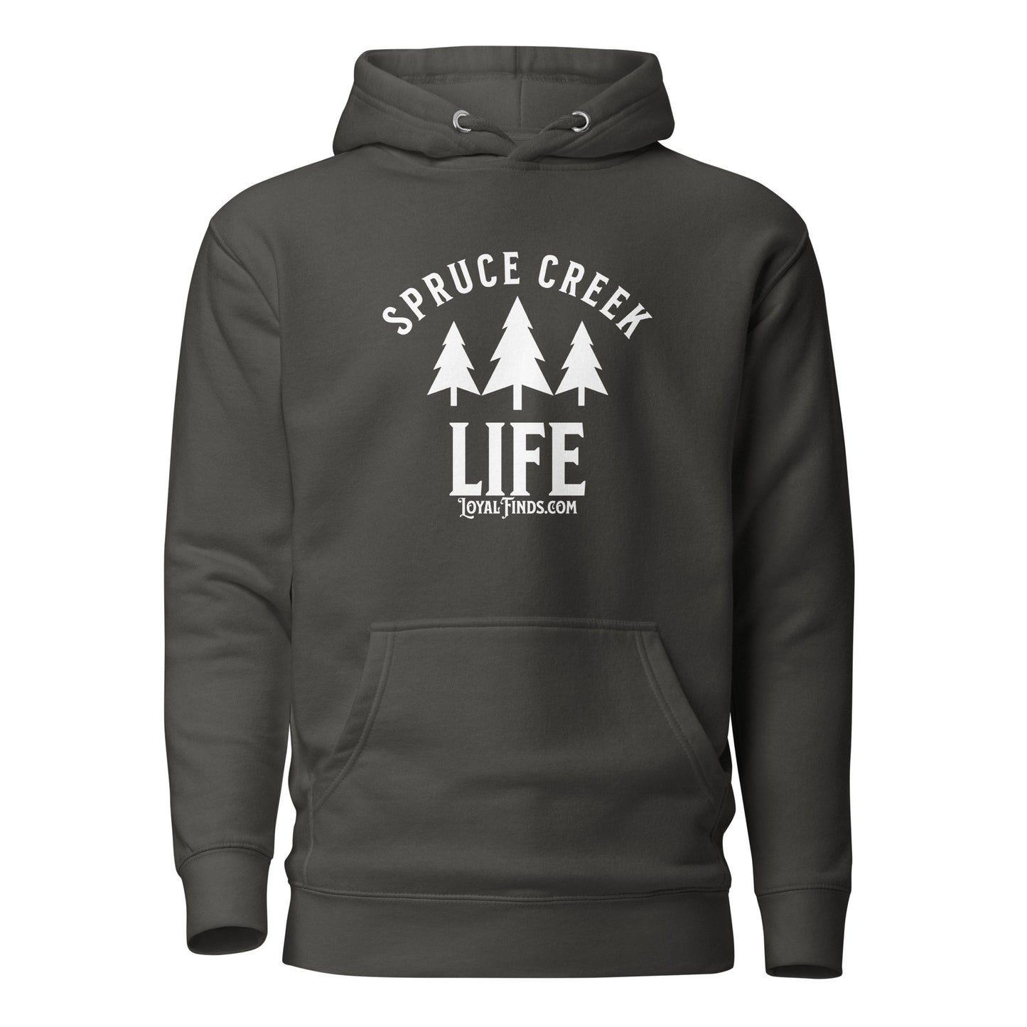 Spruce Creek Life Trees White Letter Hoodie