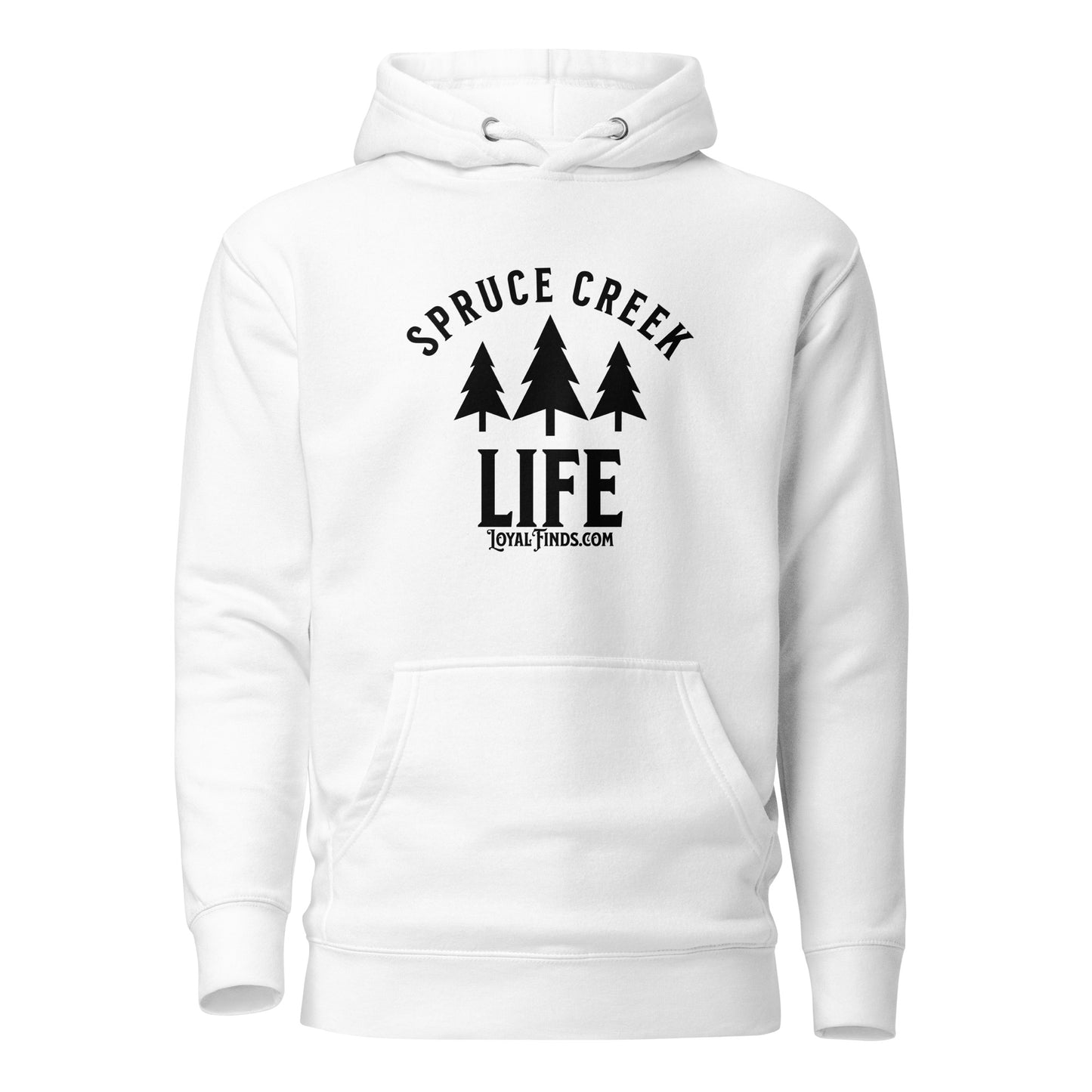 Spruce Creek Life Trees Black Letter Hoodie