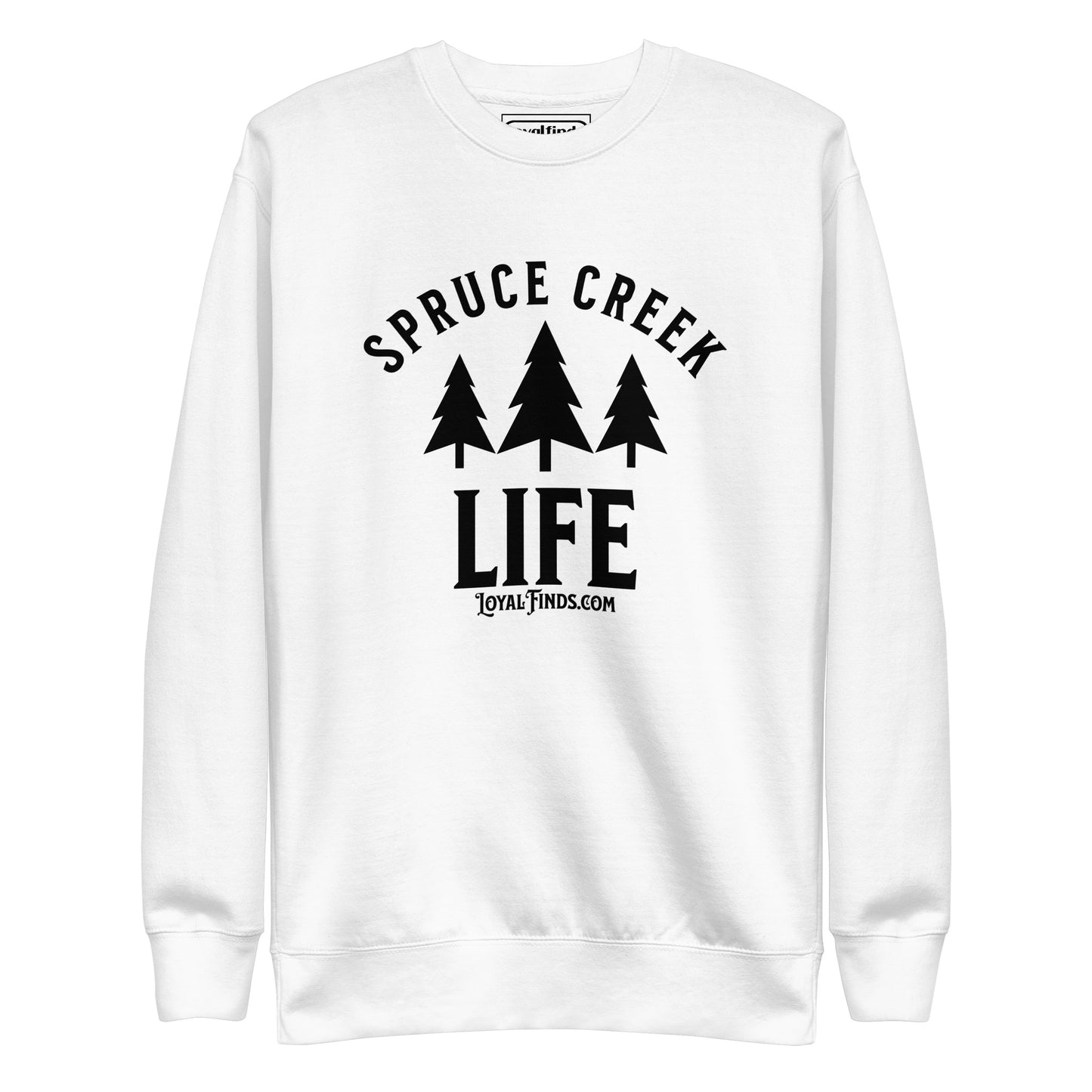 Spruce Creek Life Trees Black Letter Sweatshirt