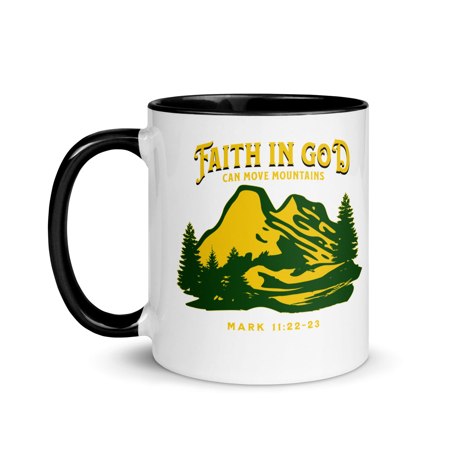 Faith in God Can Move A Mountain-Accent Coffee Mug, 11oz